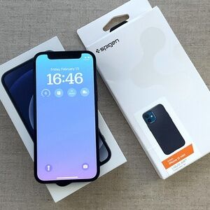 Apple iPhone 12 mini (128GB, Black) – Dual SIM, Unlocked, Box + Cable + Case